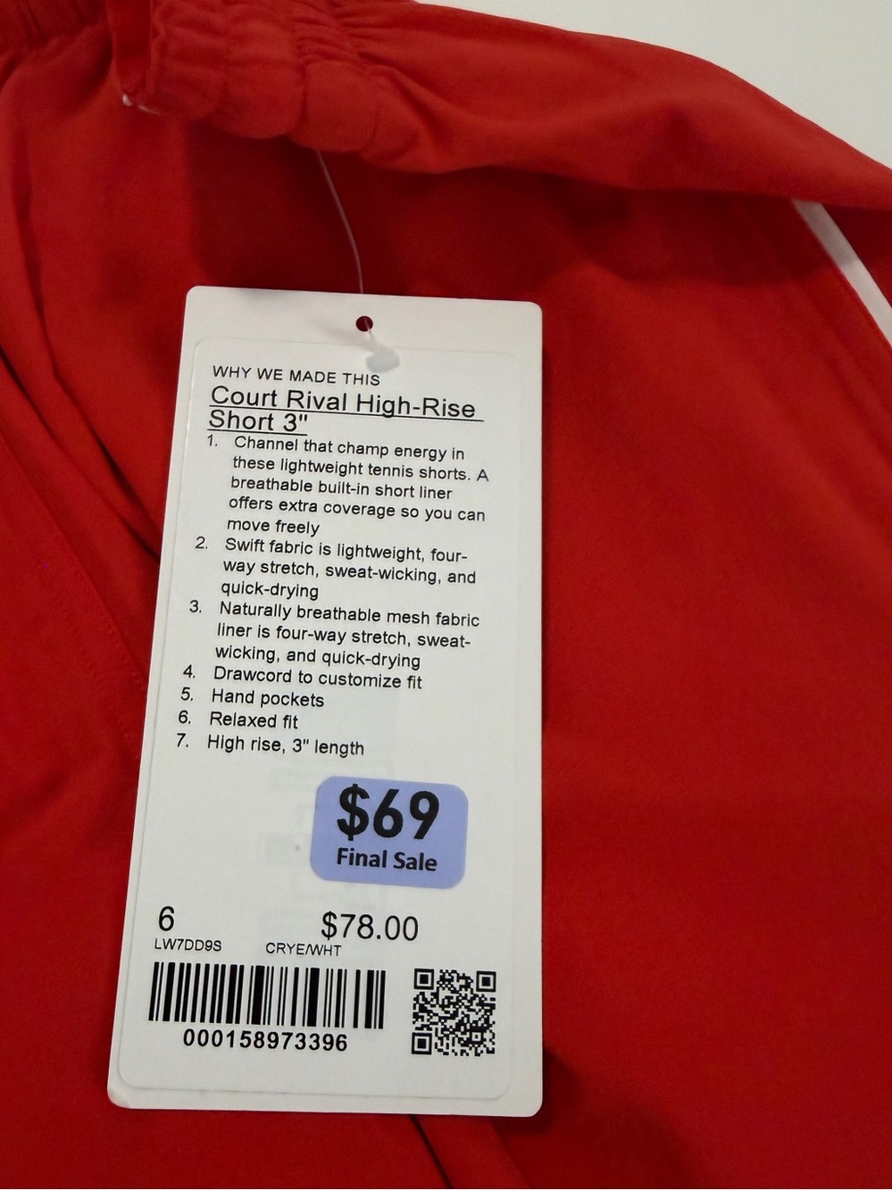Lululemon - Court Rival High Rise Short 3” - Size 6 - NWT - Picture 5 of 8